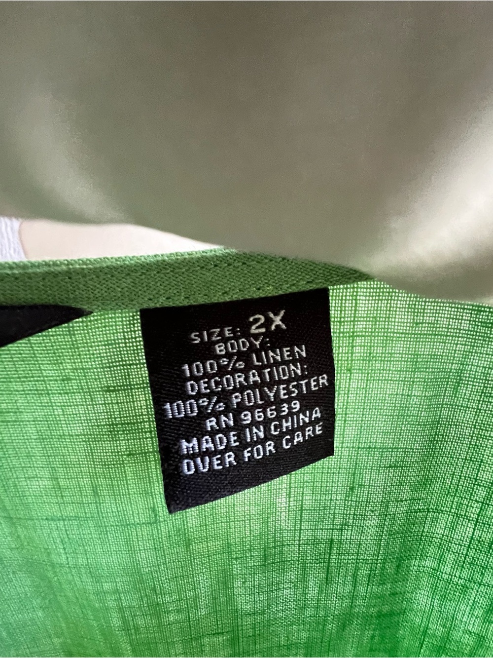 Carole Little Green Top 2X Solid Embroidered Vneck 3/4 Slv Pullover Shirt - Picture 7 of 10
